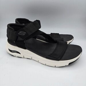 Skechers Arch Fit Black Athletic Sandal Adjustable Strap Comfort Women's